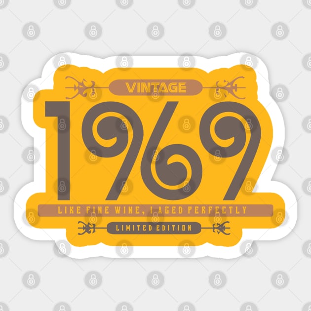 51st Birthday T-Shirt - Vintage 1969 Sticker by Reshartinc